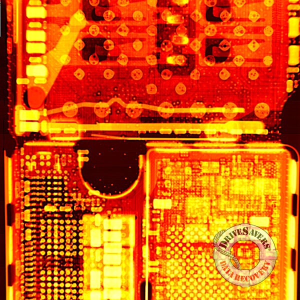 X-ray image of an iPhone 7 logic board