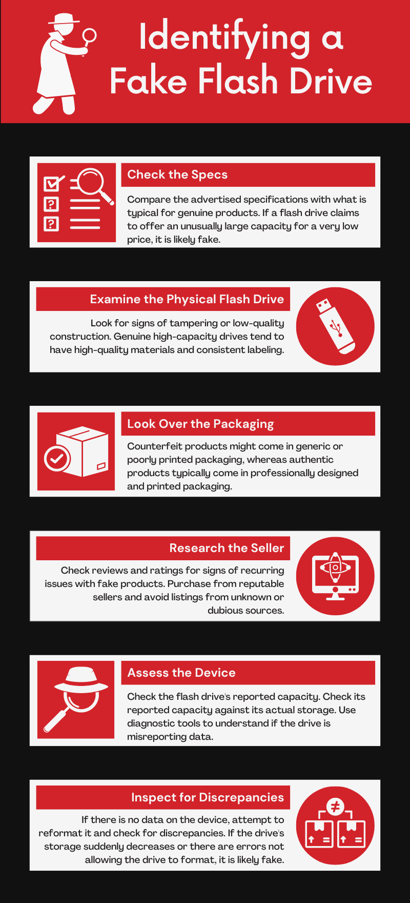 Identifying Fake Flash Drives Infographics